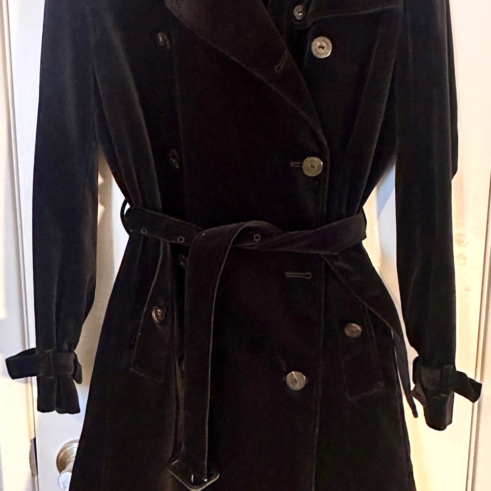 Vintage Burberry Black Velvet Trench Coat